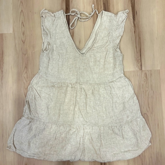 Abercrombie & Fitch V Neck Tiered Ruffle Sleeve Trapeze Mini Dress - Picture 1 of 4